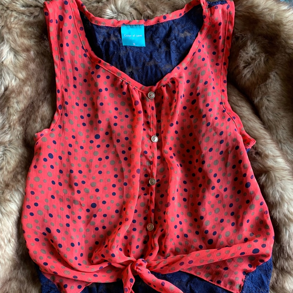 Color Of Love 🧡💙Coral and Blue Crop top